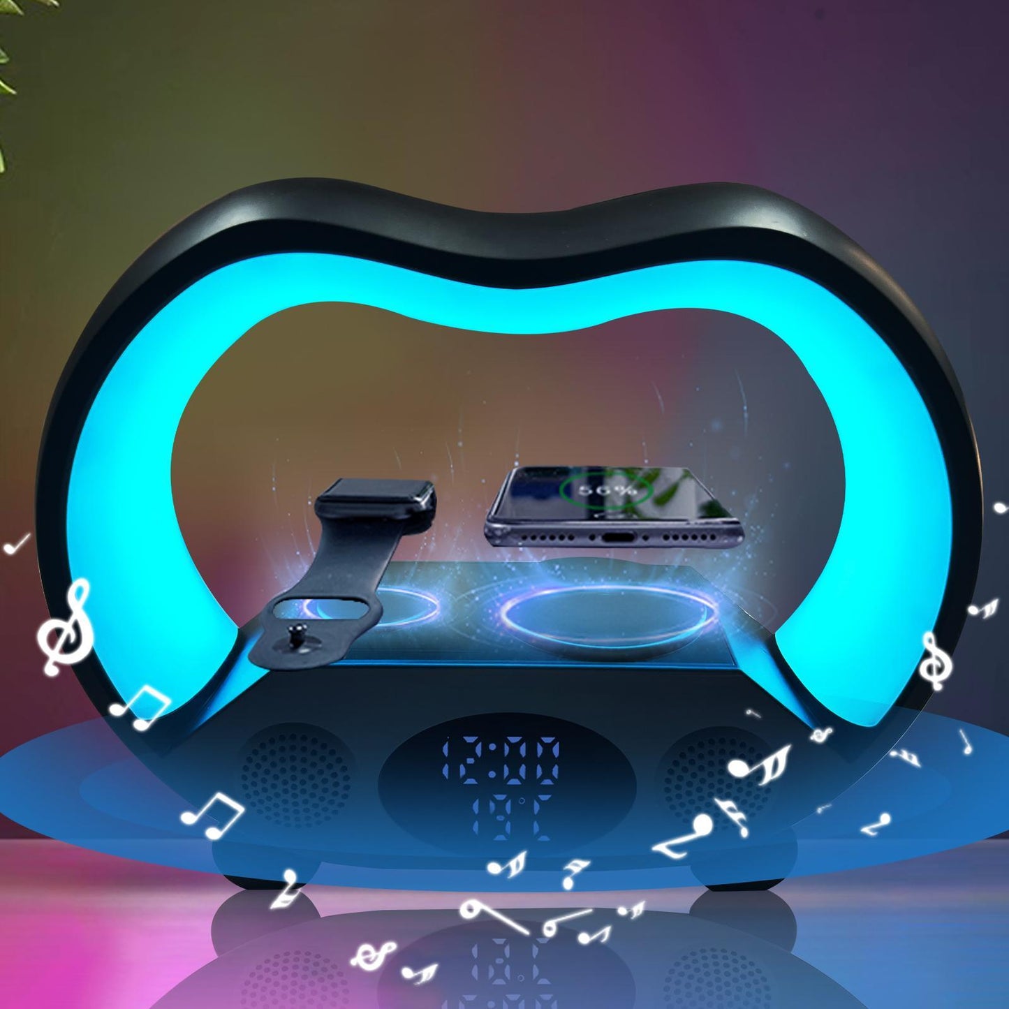 6 In 1 Wireless Charging Night Light Wireless Speaker 15W Wireless Charging Atmosphere Light Home Bedroom Gift