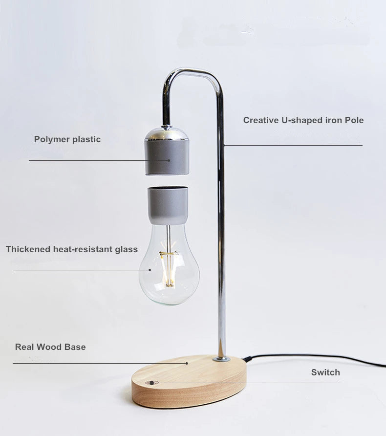 Magnetic Levitating Floating LED Night Light with Wireless Charger for Desk Lamp Home Room Office Decor Unique Mood Light Gift