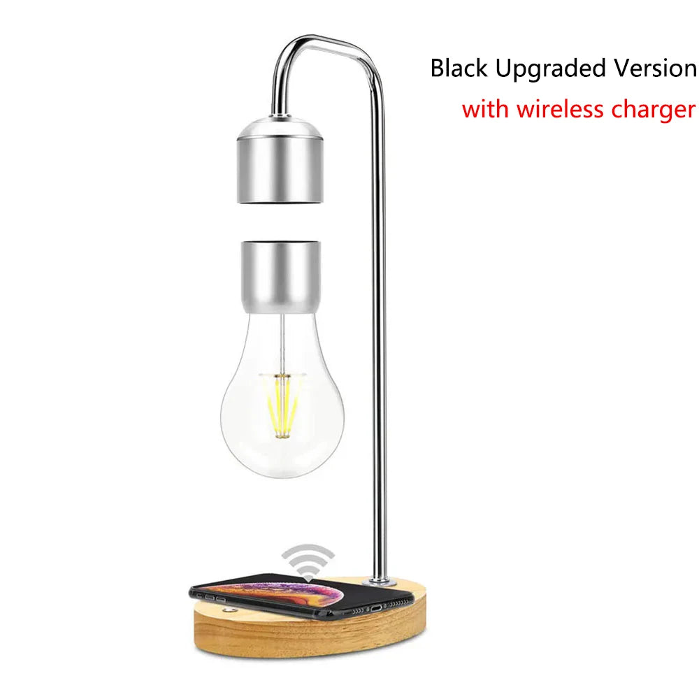 Magnetic Levitating Floating LED Night Light with Wireless Charger for Desk Lamp Home Room Office Decor Unique Mood Light Gift