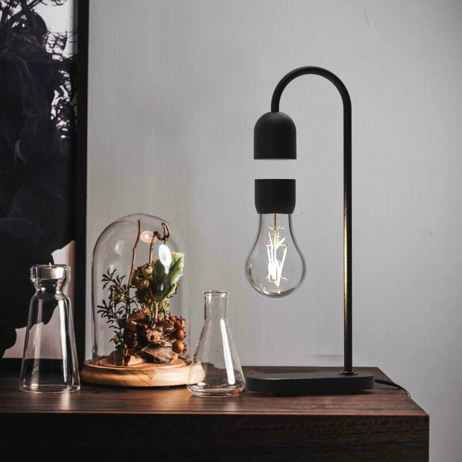 Levitating Table Lamp Floating Light Bulb Magnetic Levitating Light Bulb Floating Lamp Bedside Lamp for Bedroom Night Light